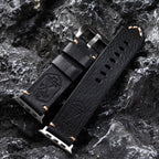 Watch Strap Full-Grain Leather Hand-Stitched Stainless Steel Adapters