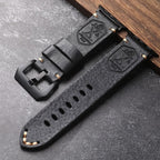 Watch Strap Full-Grain Leather Hand-Stitched Stainless Steel Adapters