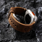 Watch Strap Full-Grain Leather Hand-Stitched Stainless Steel Adapters