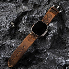 Watch Strap Full-Grain Leather Hand-Stitched Stainless Steel Adapters