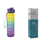Water Bottle 1L Time Markers Leak-Proof Flip-Top