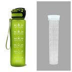 Water Bottle 1L Time Markers Leak-Proof Flip-Top