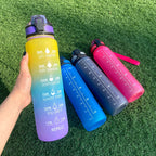 Water Bottle 1L Time Markers Leak-Proof Flip-Top