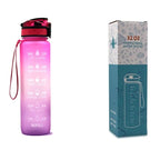 Water Bottle 1L Time Markers Leak-Proof Flip-Top