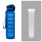 Water Bottle 1L Time Markers Leak-Proof Flip-Top