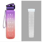 Water Bottle 1L Time Markers Leak-Proof Flip-Top
