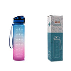 Water Bottle 1L Time Markers Leak-Proof Flip-Top