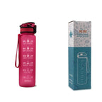Water Bottle 1L Time Markers Leak-Proof Flip-Top