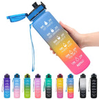 Water Bottle 1L Time Markers Leak-Proof Flip-Top