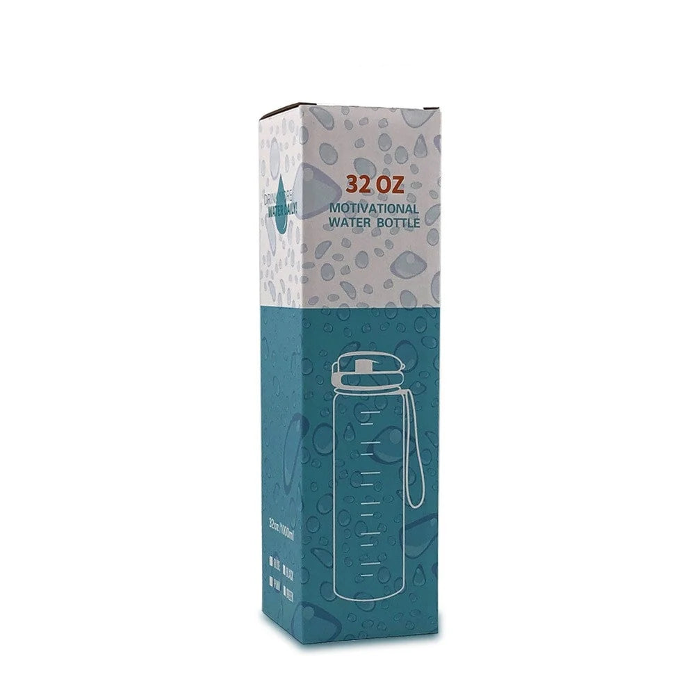 Water Bottle 1L Time Markers Leak-Proof Flip-Top