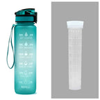Water Bottle 1L Time Markers Leak-Proof Flip-Top