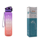Water Bottle 1L Time Markers Leak-Proof Flip-Top