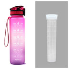Water Bottle 1L Time Markers Leak-Proof Flip-Top