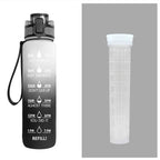Water Bottle 1L Time Markers Leak-Proof Flip-Top