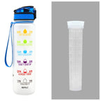 Water Bottle 1L Time Markers Leak-Proof Flip-Top