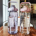 Water Bottle 2L Time Marker Built-In Straw