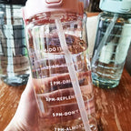 Water Bottle 2L Time Marker Built-In Straw