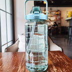 Water Bottle 2L Time Marker Built-In Straw