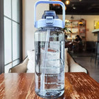 Water Bottle 2L Time Marker Built-In Straw