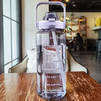 Water Bottle 2L Time Marker Built-In Straw