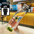 Water Jug 2 L Transparent Leak-Proof Screw Cap