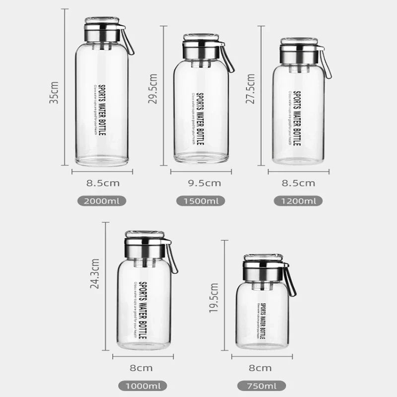Water Jug 2 L Transparent Leak-Proof Screw Cap