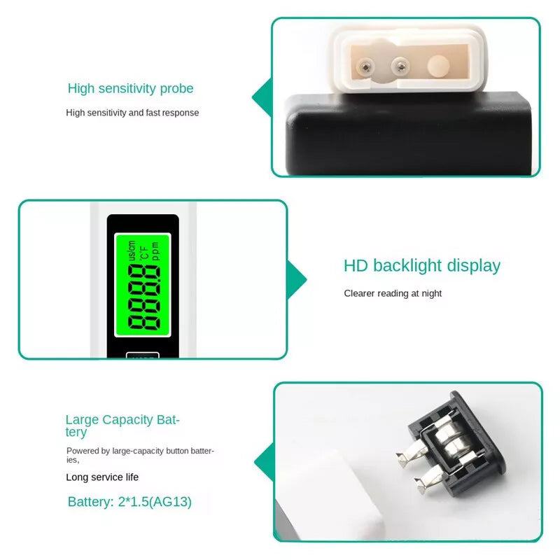 Water Quality Tester TDS & EC 4-in-1 Titanium Sensor