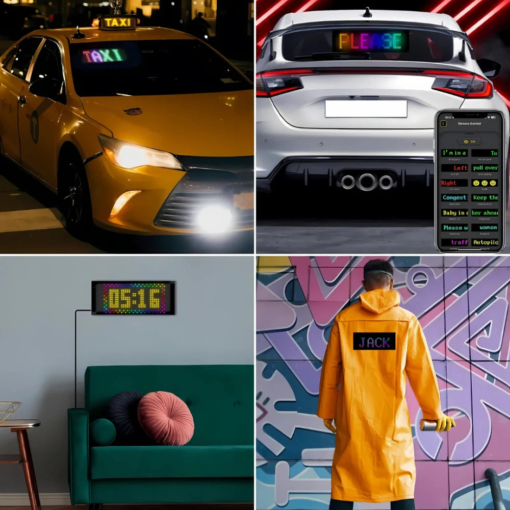 Waterproof App & Remote-Controlled RGB LED Message Panel (USB-Powered)