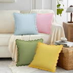 Wave-Edge Pure Cotton Cushion Cover (18x18)
