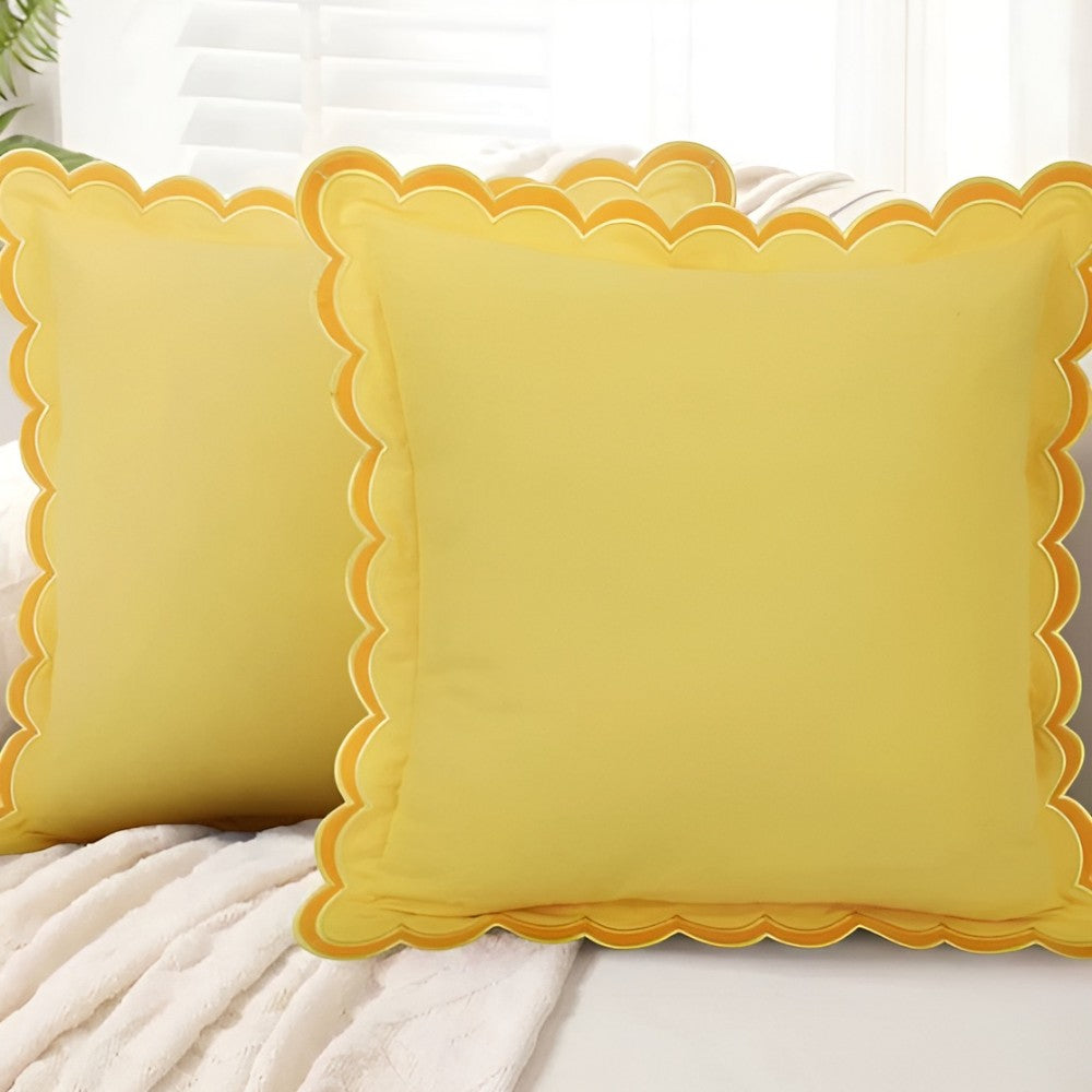 Wave-Edge Pure Cotton Cushion Cover (18x18)