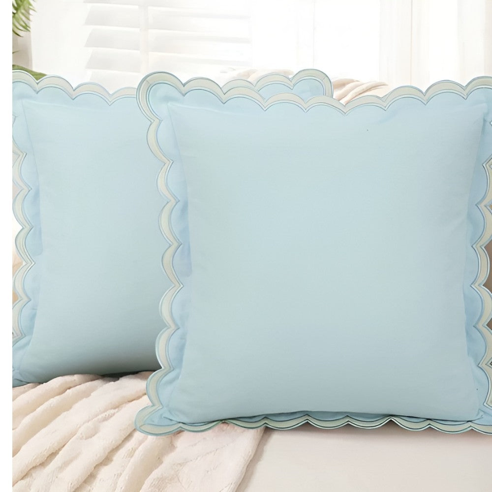 Wave-Edge Pure Cotton Cushion Cover (18x18)