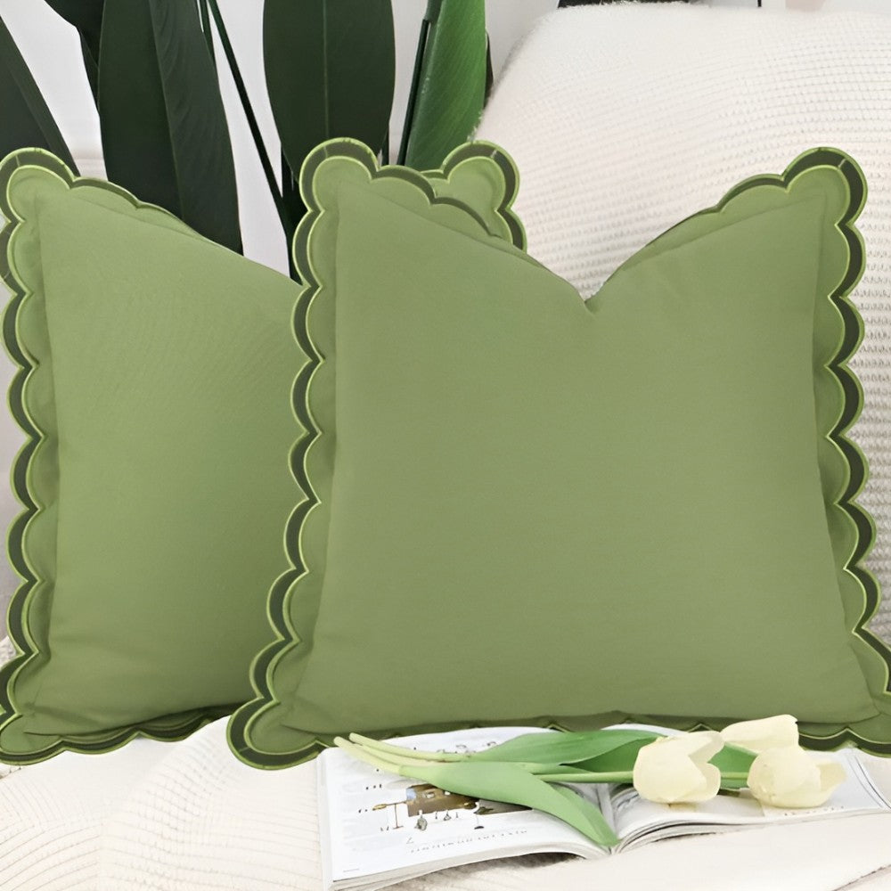 Wave-Edge Pure Cotton Cushion Cover (18x18)