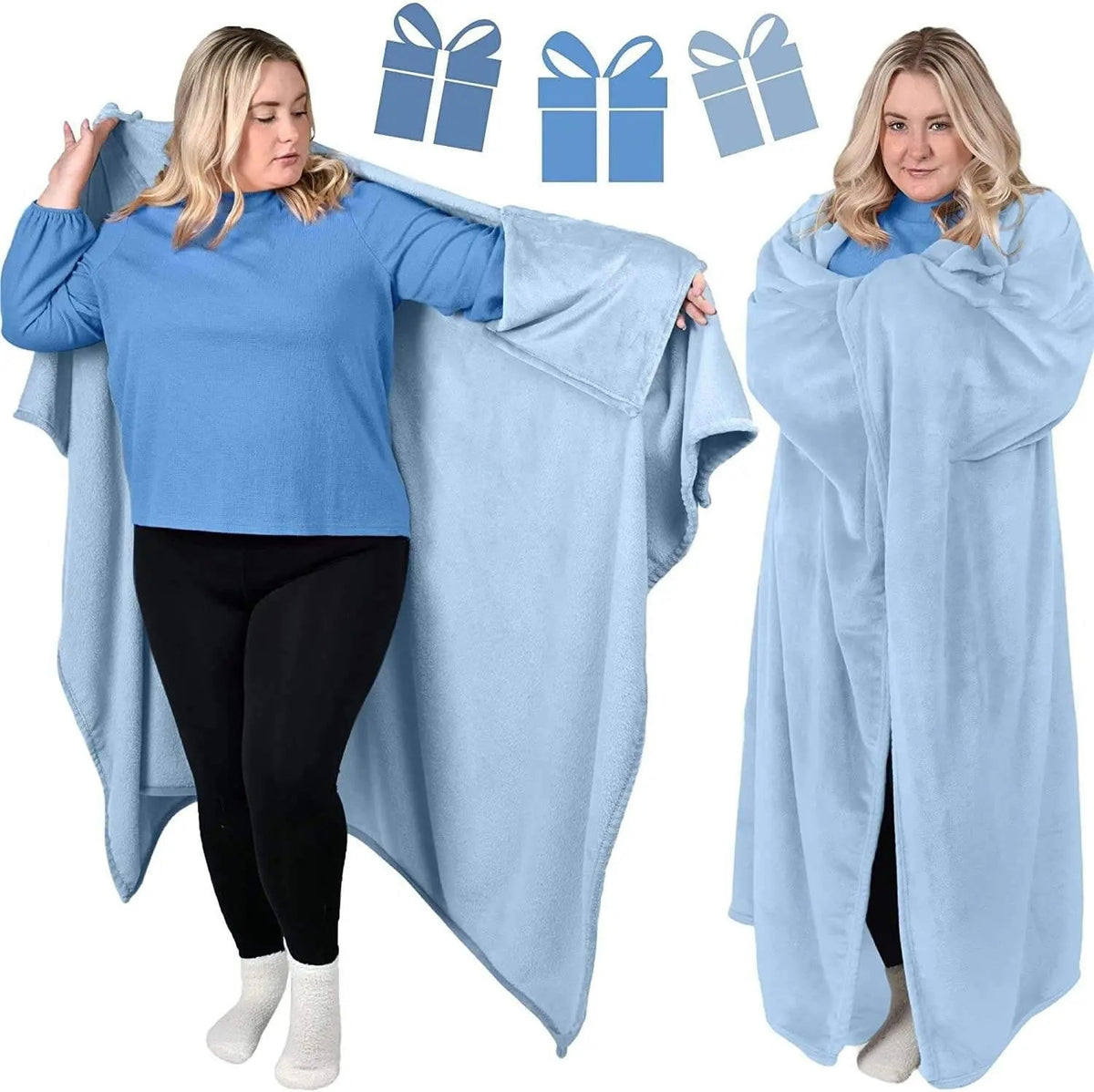 Wearable Blanket Hands Free Soft Flannel Travel Friendly