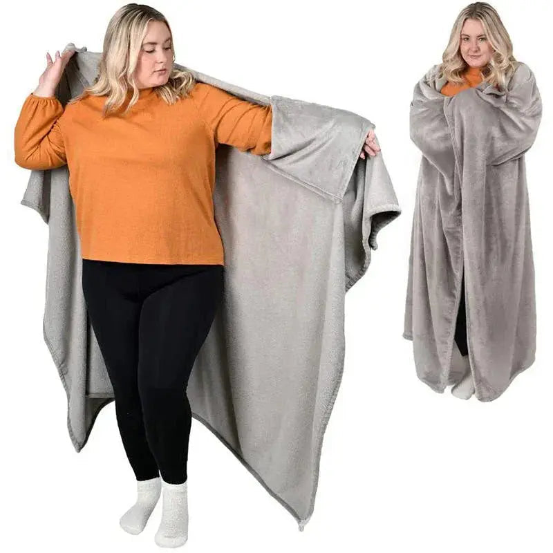 Wearable Blanket Hands Free Soft Flannel Travel Friendly