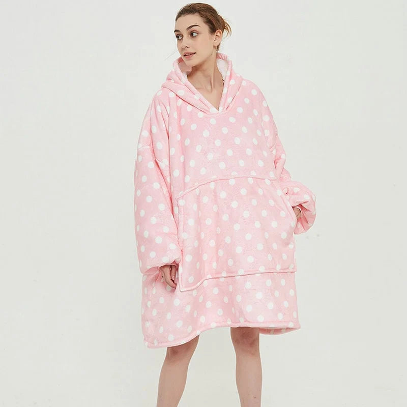 Wearable Blanket Hoodie Oversized Sherpa Lined Kangaroo Pocket