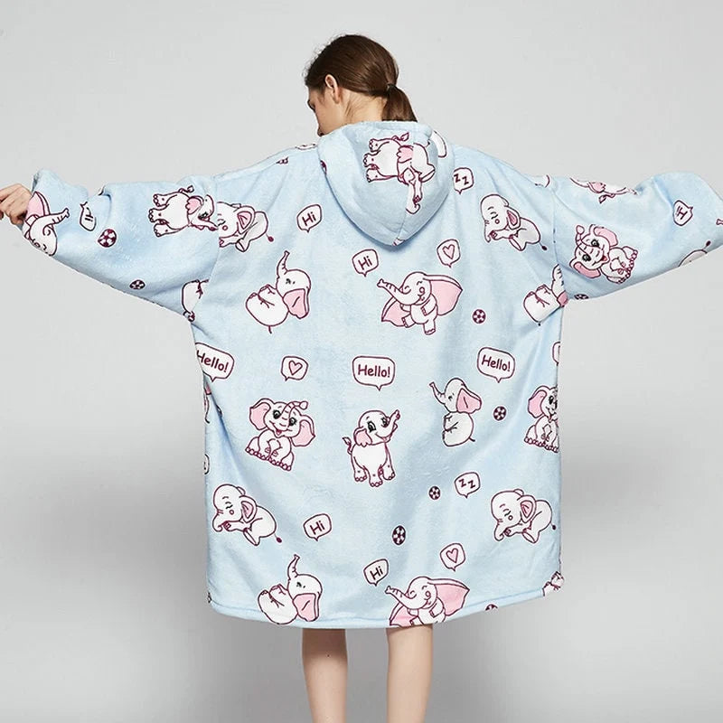 Wearable Blanket Hoodie Oversized Sherpa Lined Kangaroo Pocket
