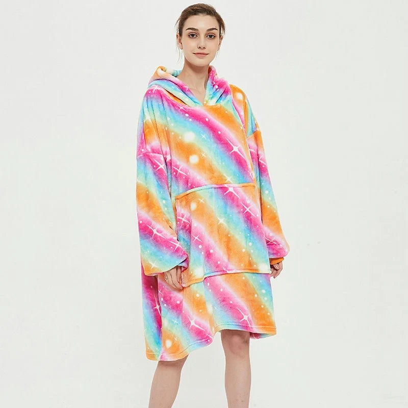 Wearable Blanket Hoodie Oversized Sherpa Lined Kangaroo Pocket
