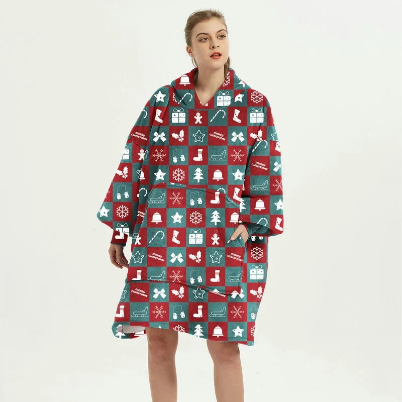 Wearable Blanket Hoodie Oversized Sherpa Lined Kangaroo Pocket
