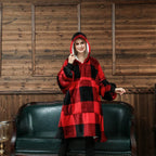 Wearable Blanket Hoodie Oversized Sherpa Lined Kangaroo Pocket