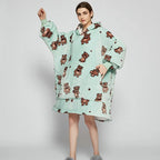 Wearable Blanket Hoodie Oversized Sherpa Lined Kangaroo Pocket