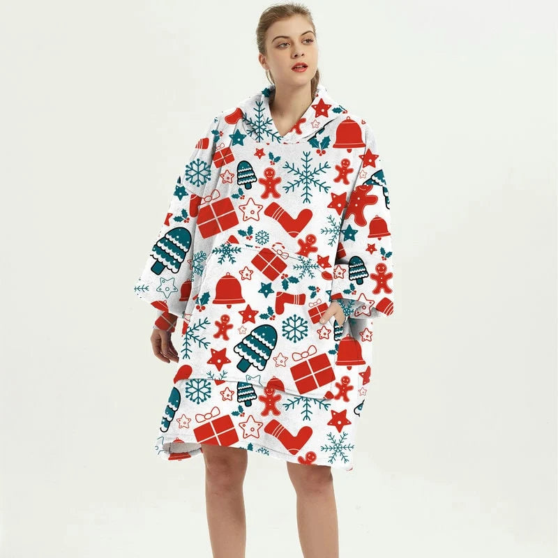 Wearable Blanket Hoodie Oversized Sherpa Lined Kangaroo Pocket