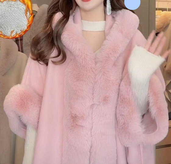 Wearable Blanket Poncho Thick Silky-Lined Hooded