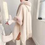 Wearable Blanket Poncho Thick Silky-Lined Hooded