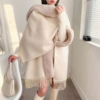 Wearable Blanket Poncho Thick Silky-Lined Hooded