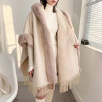 Wearable Blanket Poncho Thick Silky-Lined Hooded