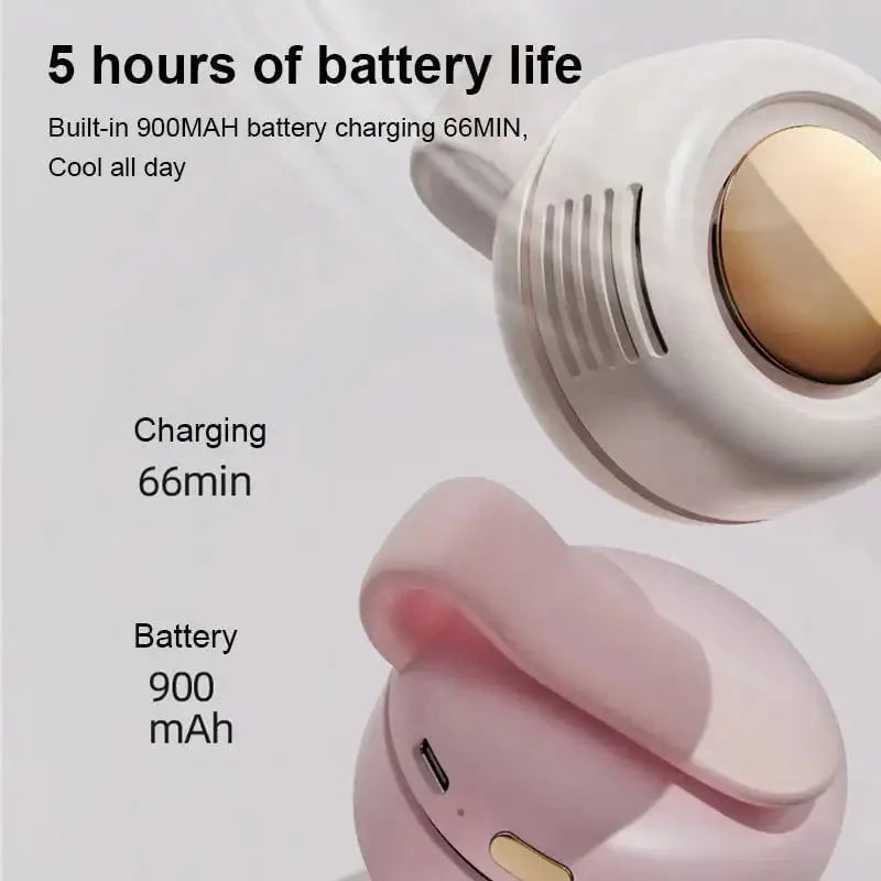 Wearable Clip Fan Bladeless 23-Hour USB Rechargeable