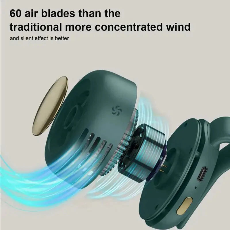 Wearable Clip Fan Bladeless 23-Hour USB Rechargeable