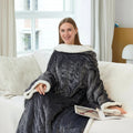 Wearable Heated Blanket Sherpa Fleece Sleeves & Foot Pockets