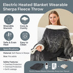 Wearable Heated Blanket Sherpa Fleece Sleeves & Foot Pockets