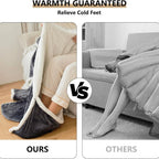 Wearable Heated Blanket Sherpa Fleece Sleeves & Foot Pockets